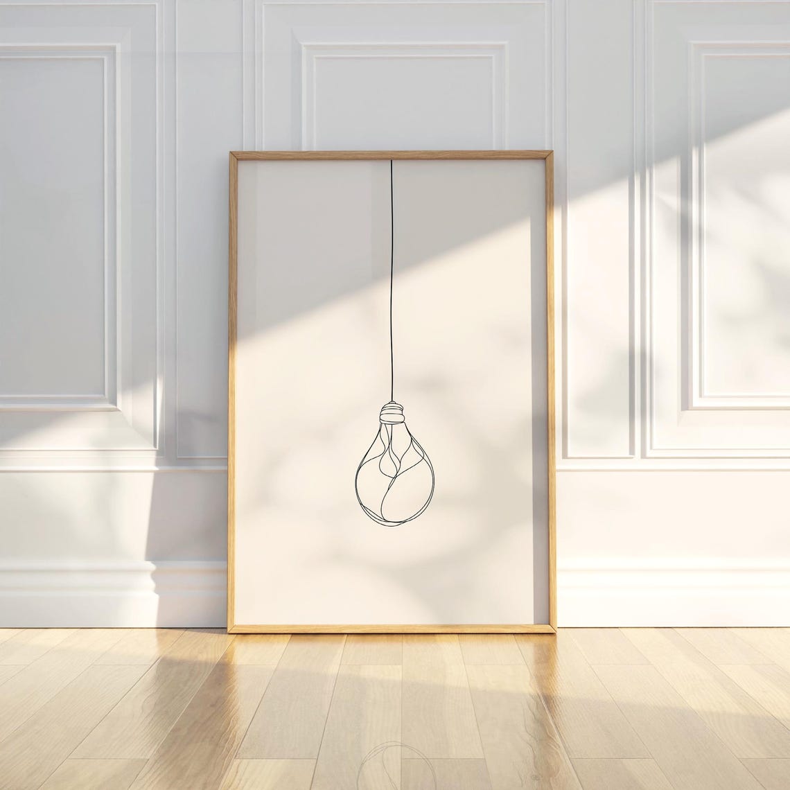 Hanging Light Bulb Continuous One Line Art Minimalist Poster