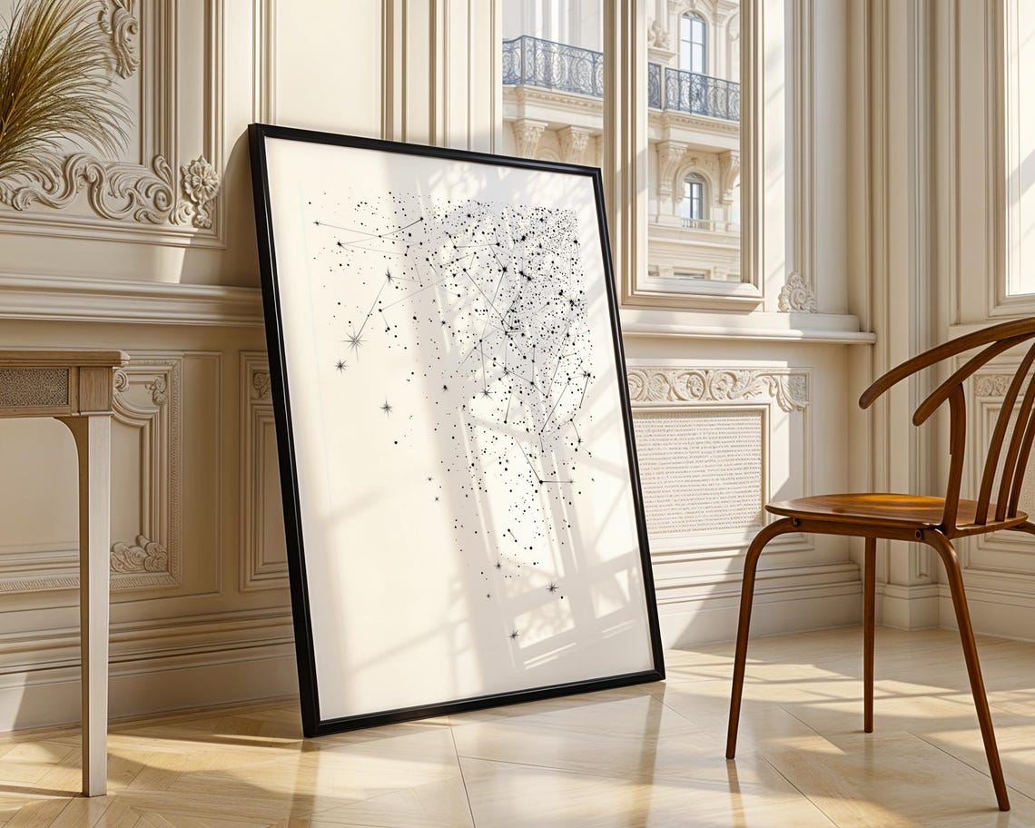 Starry Night Constellation Line Art Celestial Star Map Poster - Image 3