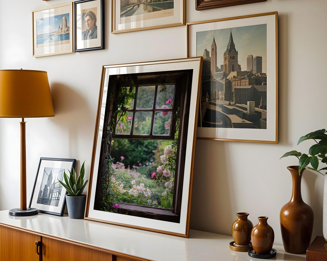 Open Window Rose Garden Bloom View Floral Cottage Decor Poster - Image 5