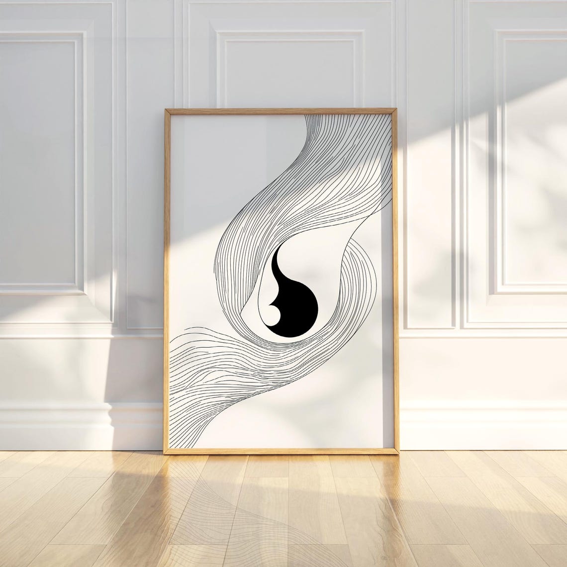 Zen Abstract Yin Yang Flowing Line Art Minimalist Symbol Poster