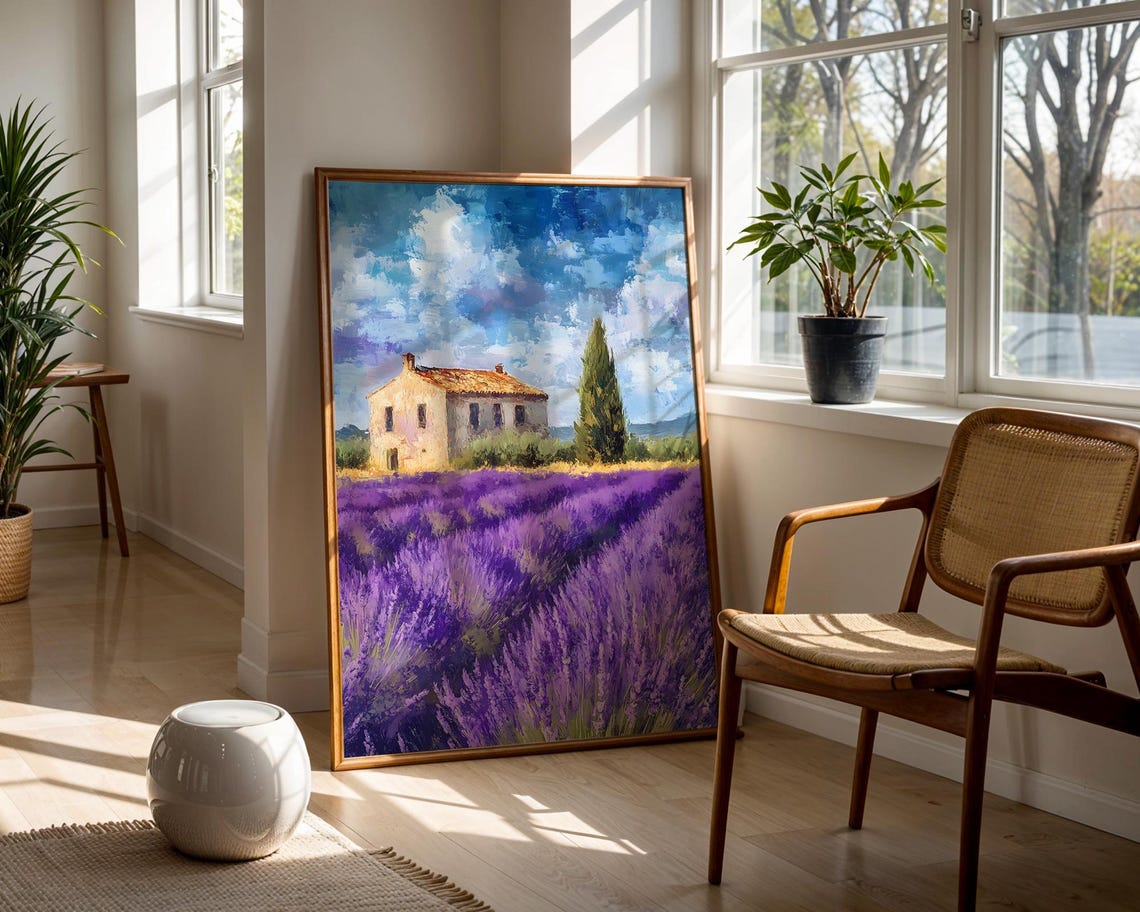 Provence Lavender Field Farmhouse Purple Botanical Oil Painting Poster - Image 5