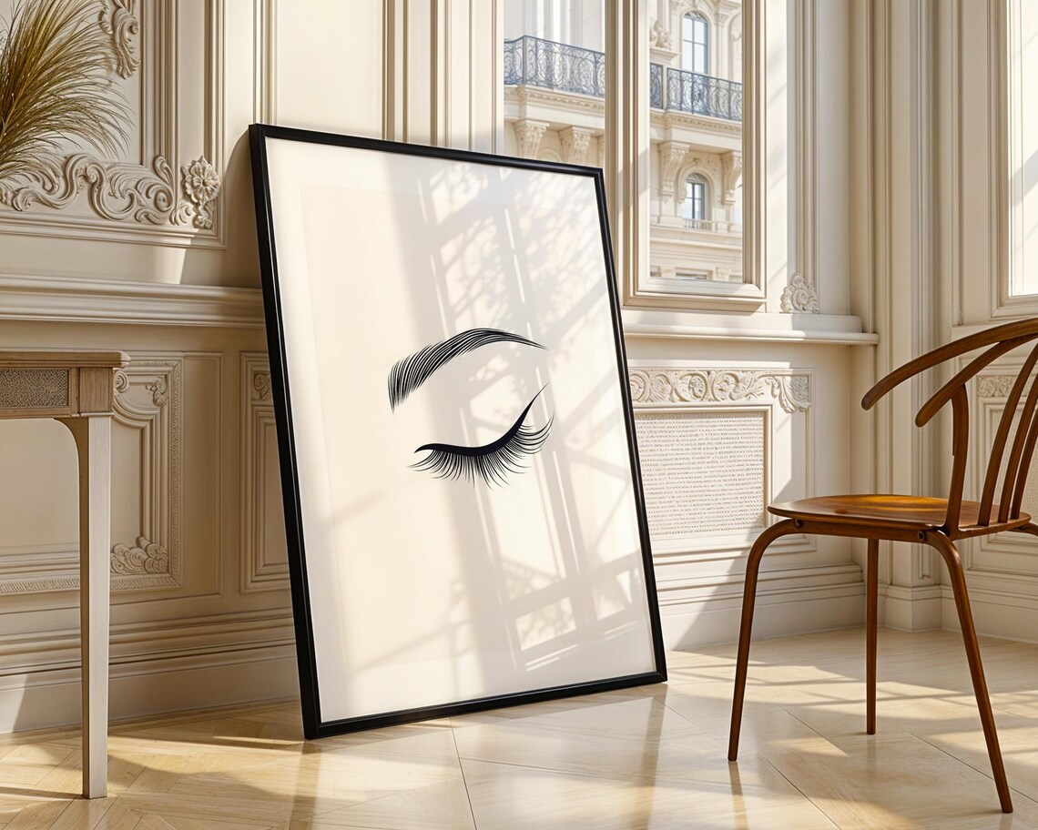 Minimalist Closed Eye Eyelash Line Art Fashion Beauty Poster - Image 4