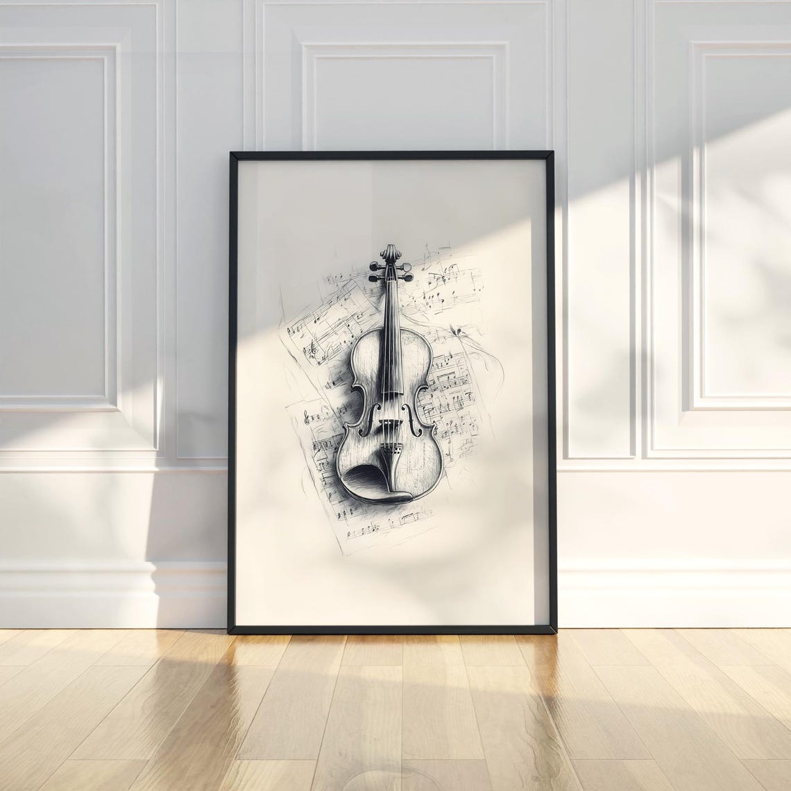 Violin And Sheet Music Pencil Sketch Classical Music Art Poster