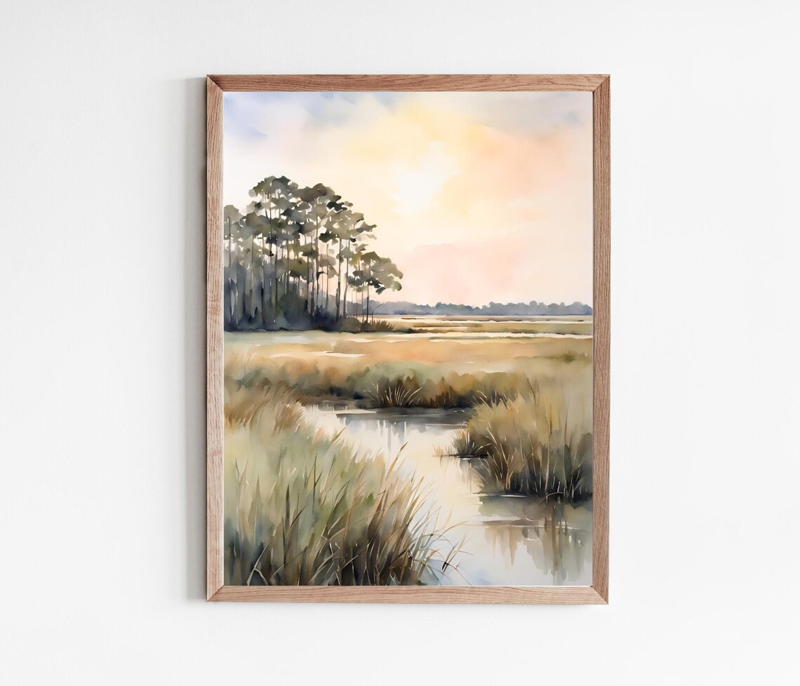 Marsh Sunset Charleston Lowcountry Watercolor Art Print