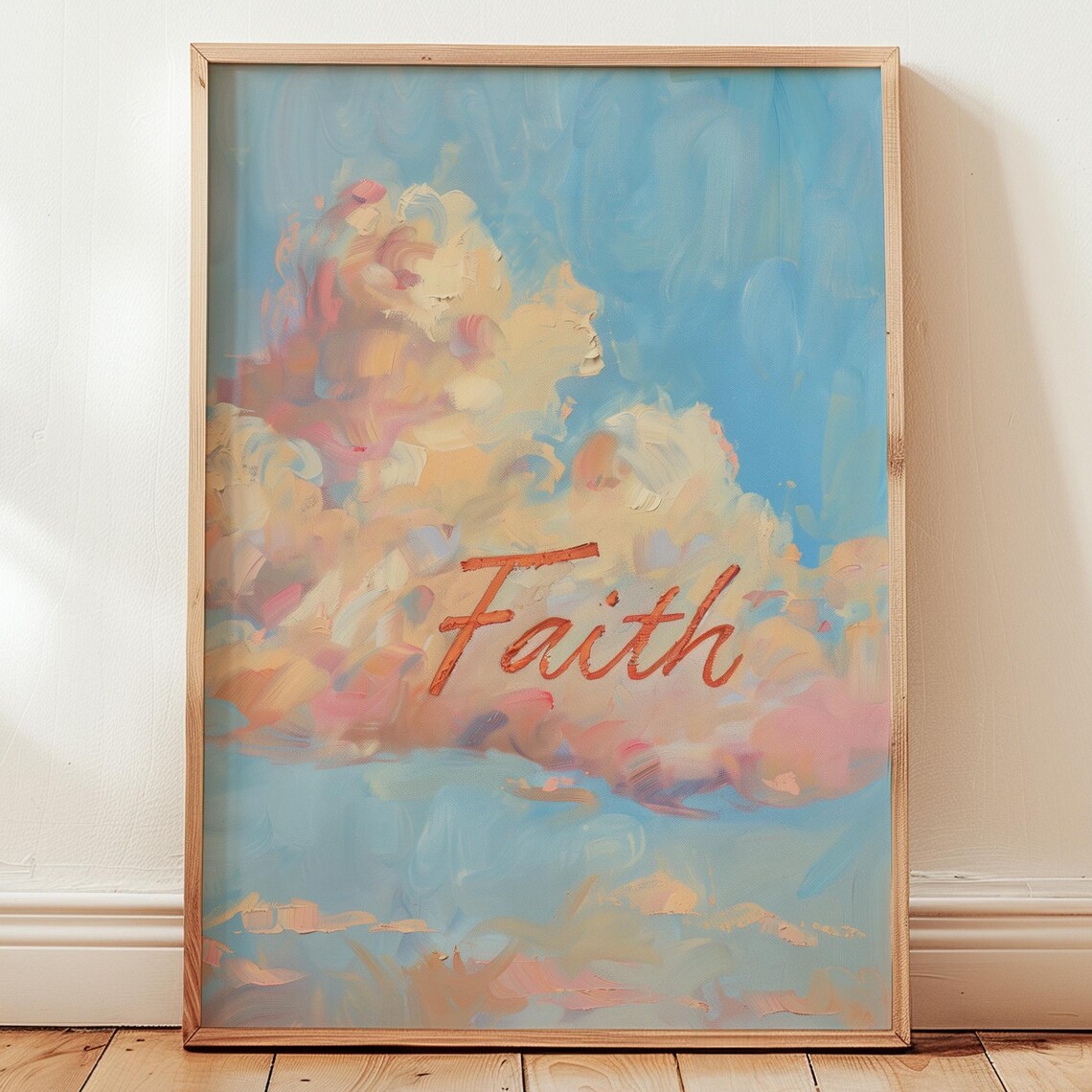 Faith Cloud Oil Painting Print Christian Scripture Wall Art