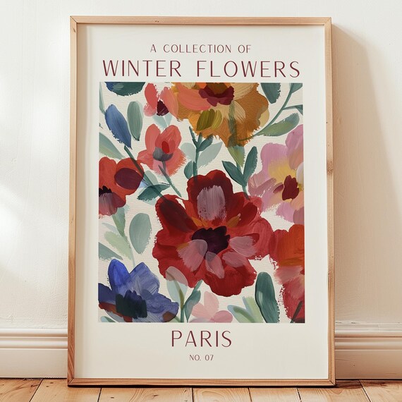Paris Winter Flowers Collection Botanical Floral Market Poster