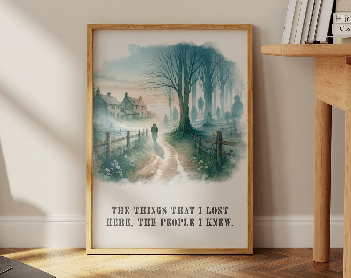 Nostalgic Countryside Path Watercolor Literary Quote Wall Poster