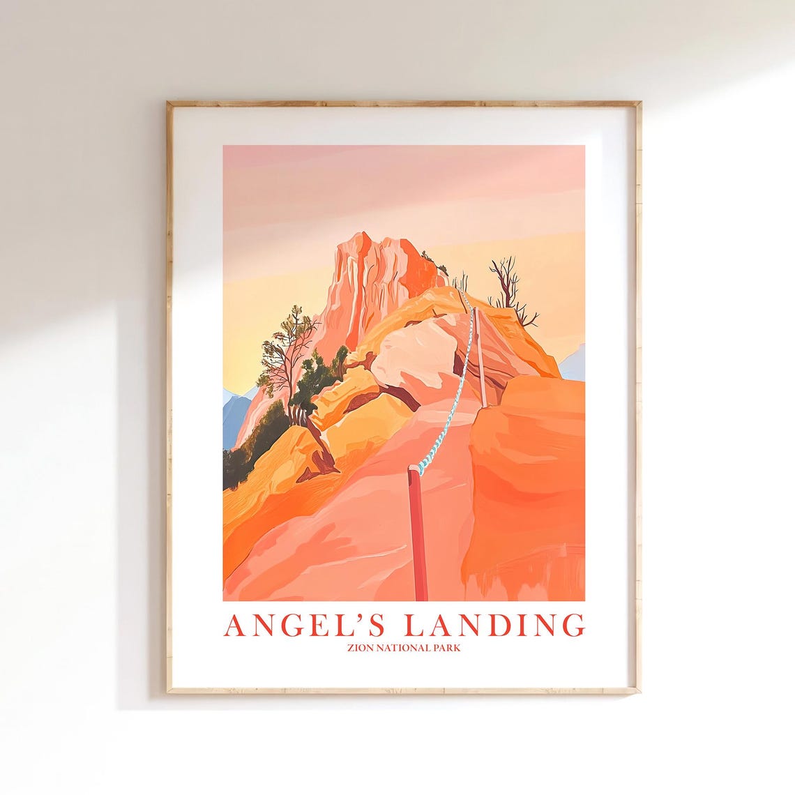 Angels Landing Zion National Park Orange Cliff Summit Trail Poster