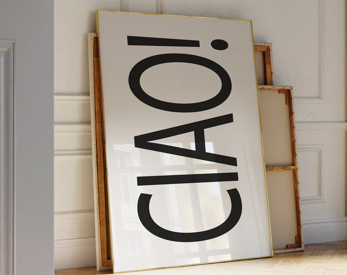 Giant Black Ciao Typography Lettering Minimalist Italian Art Poster