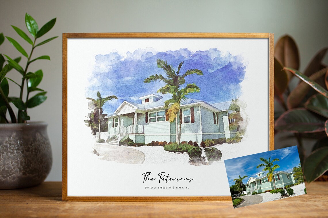 First Home Custom House Portrait, Housewarming Gift