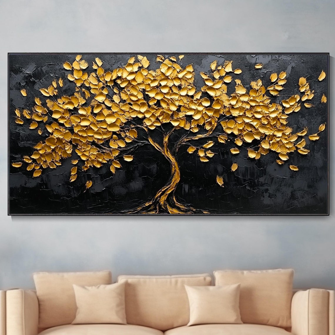 Golden Tree of Life on Black 3D Textured Luxury Decor Art Poster - Image 5