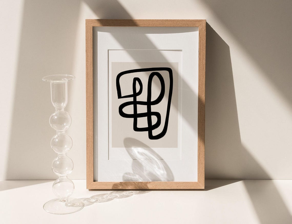 Minimalist Wall Art Decor Black And Beige Line Art Poster Artwork For Modern Home Decoration - Image 2