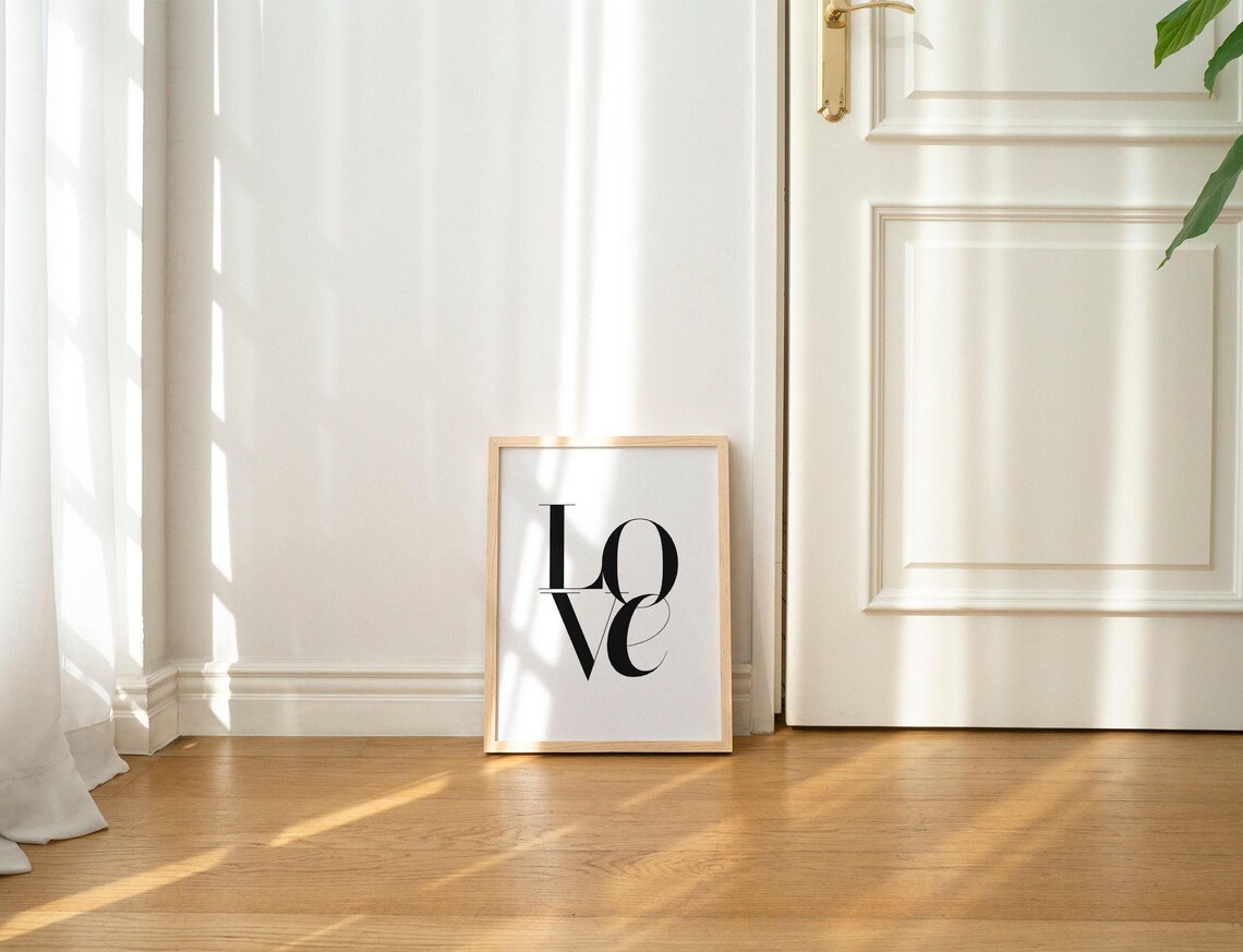 Love Sign Minimalist Typography Poster, Black and White - Image 2