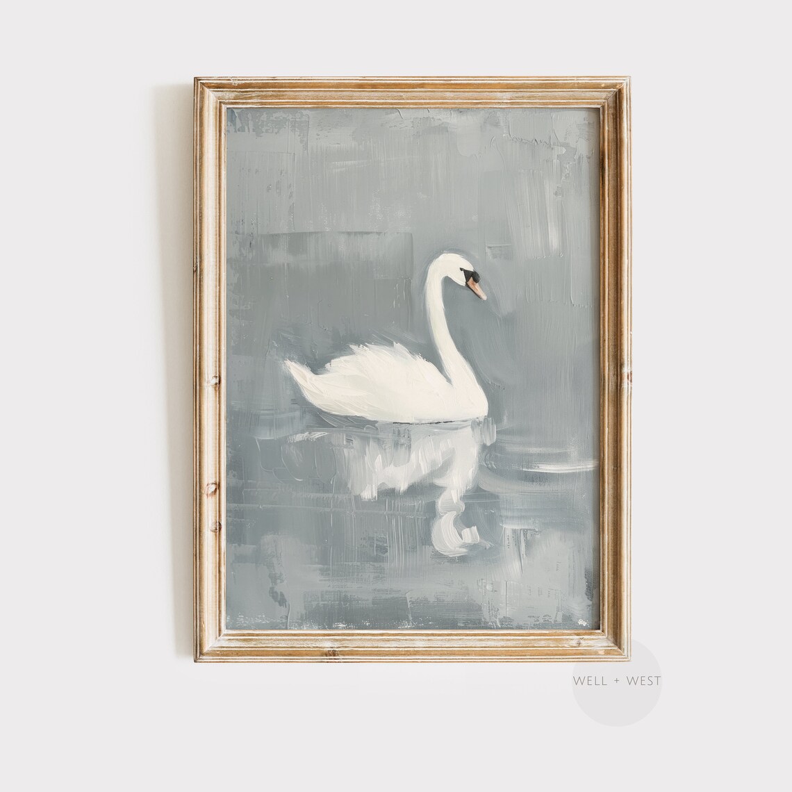White Swan Vintage Oil Painting Art Print
