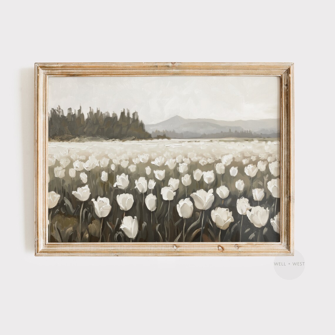 Vintage Wildflower Art, Spring Botanical Landscape