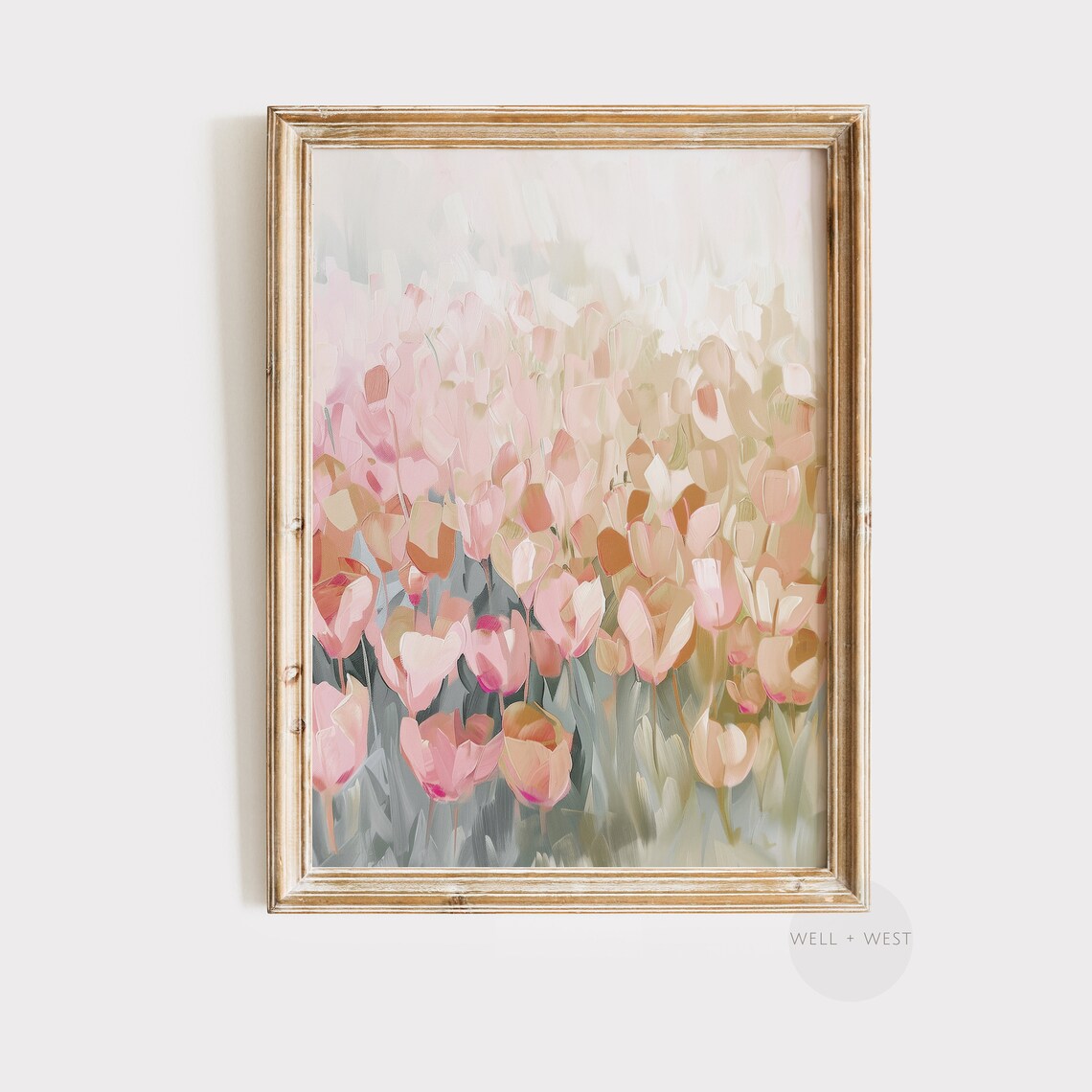 Abstract Spring Flowers Art Print, Pink Nursery Decor
