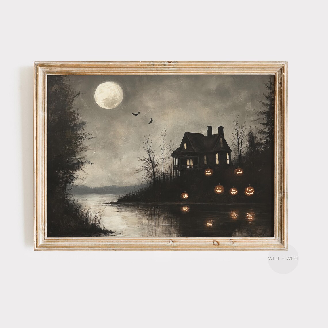 Halloween Haunted House Vintage Style Art Print