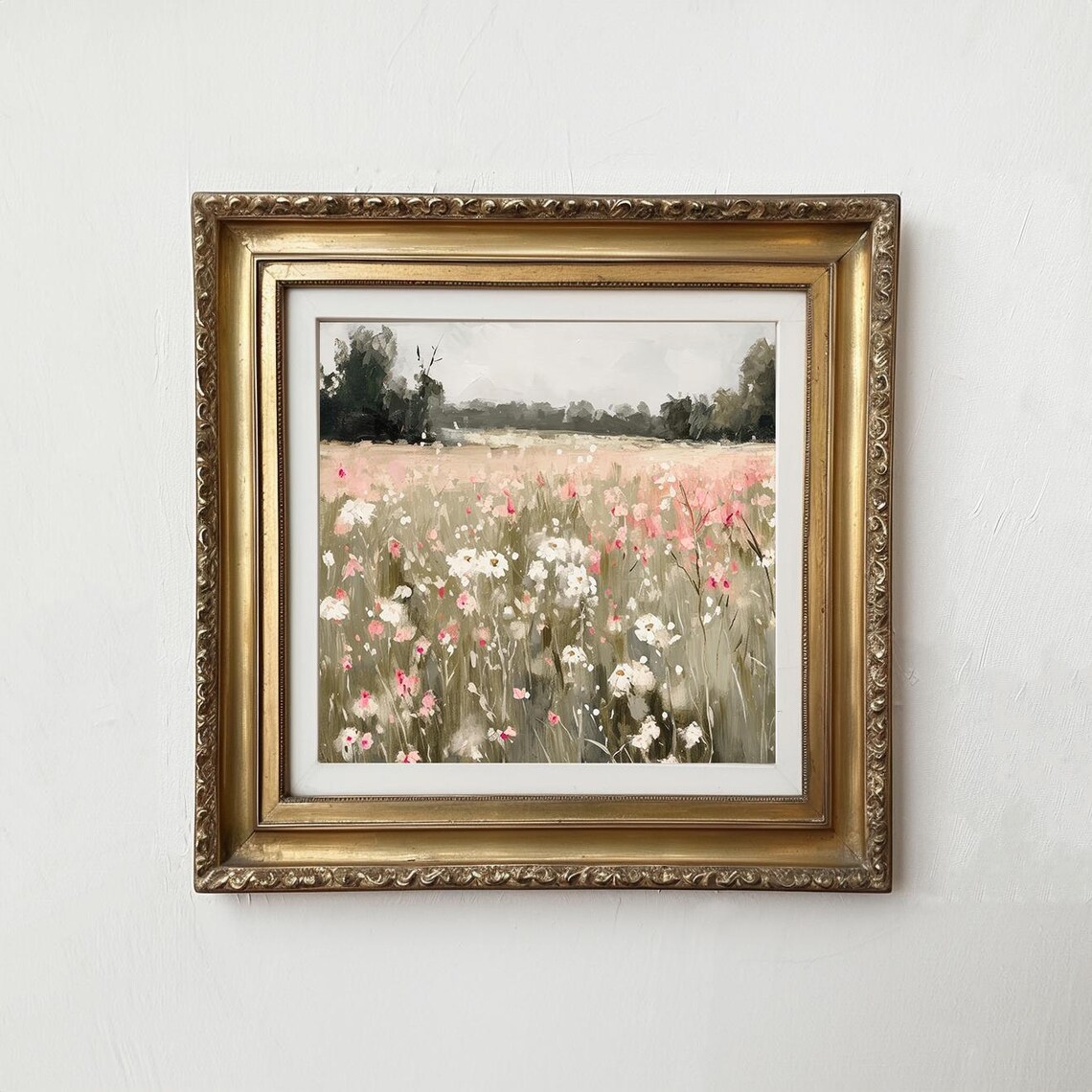 Pink Wildflower Print, Vintage Floral Abstract Art - Image 2