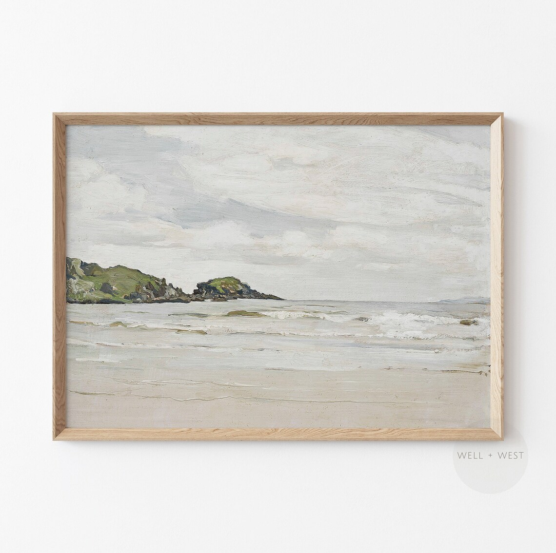 Coastal Shore Painting, Soft Muted Landscape - Image 2