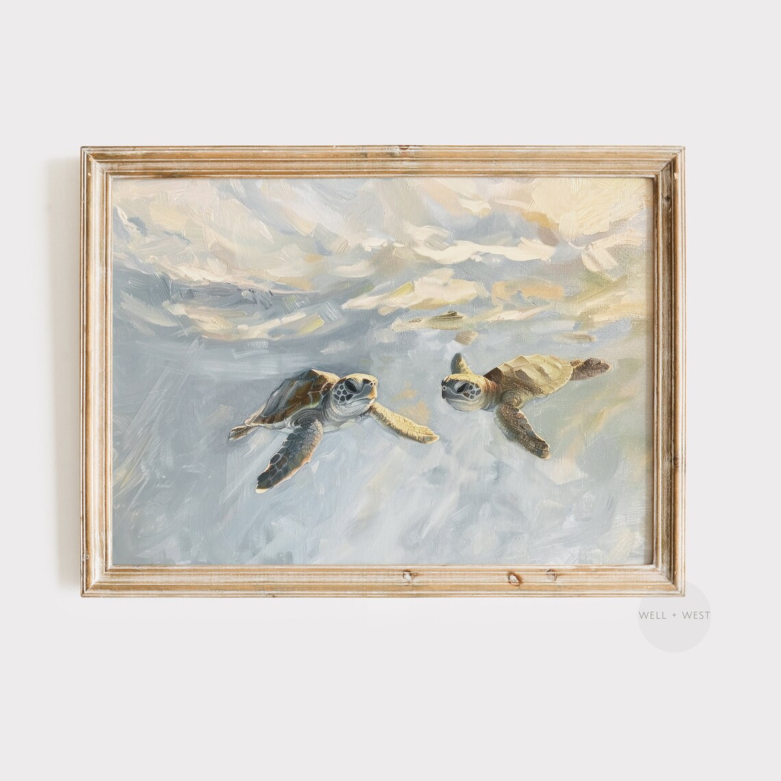 Sea Turtle Print, Vintage Coastal Bathroom Art