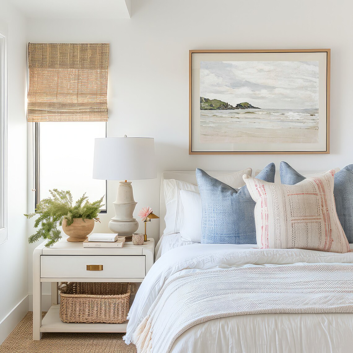 Coastal Shore Painting, Soft Muted Landscape - Image 3
