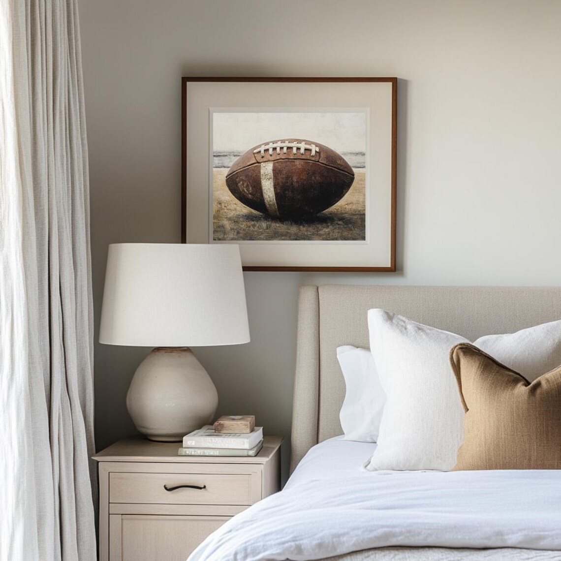 Football Rustic Vintage Oil Painting Art Print - Image 3