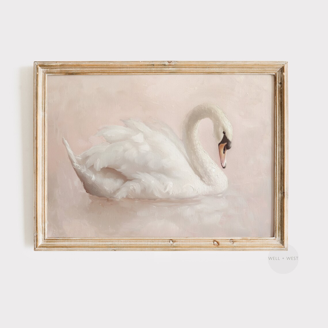 Swan Antique White Vintage Art Print, Girl Nursery Decor