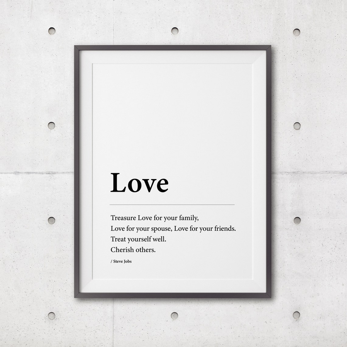 Love Definition Print Love Quote Print Love Wall Art Love Typography Poster Monochrome Art Steve Jobs Inspirational Saying