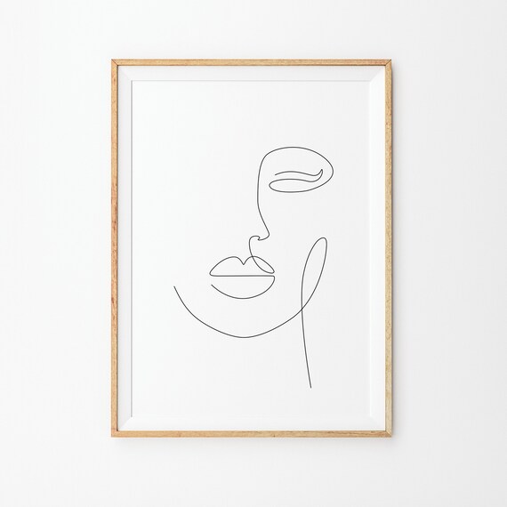 Abstract Woman Face Single Line Art Modern Portrait Wall Poster