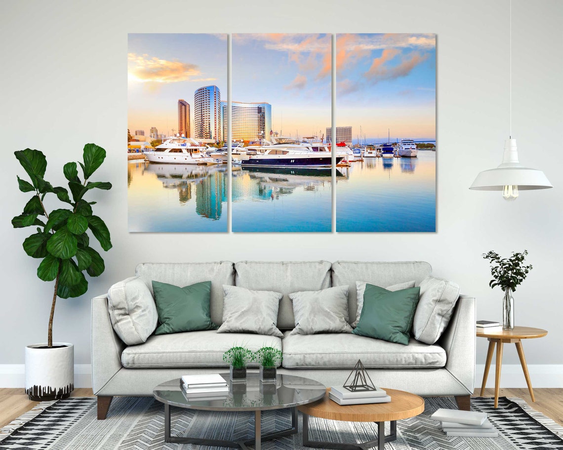 San Diego California Marina Sunset with Yachts and Waterfront Poster - Image 3