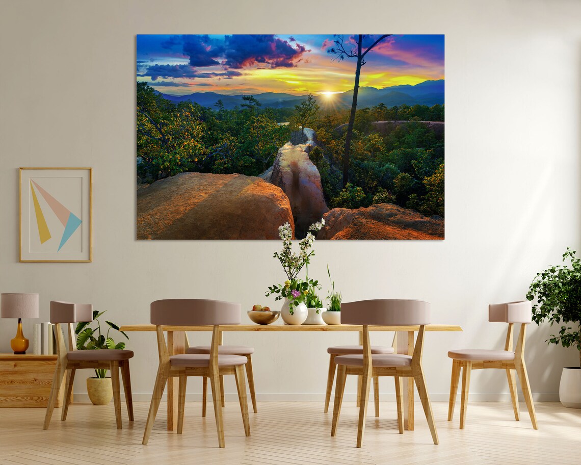 Pai Canyon Thailand Sunset Rocky Ridge Over Jungle Valley Poster
