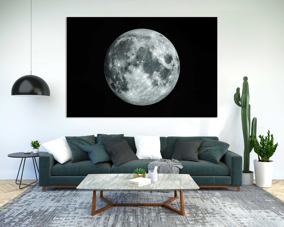 Full Moon Close Up Crater Detail Night Sky Lunar Surface Art Poster - Image 2
