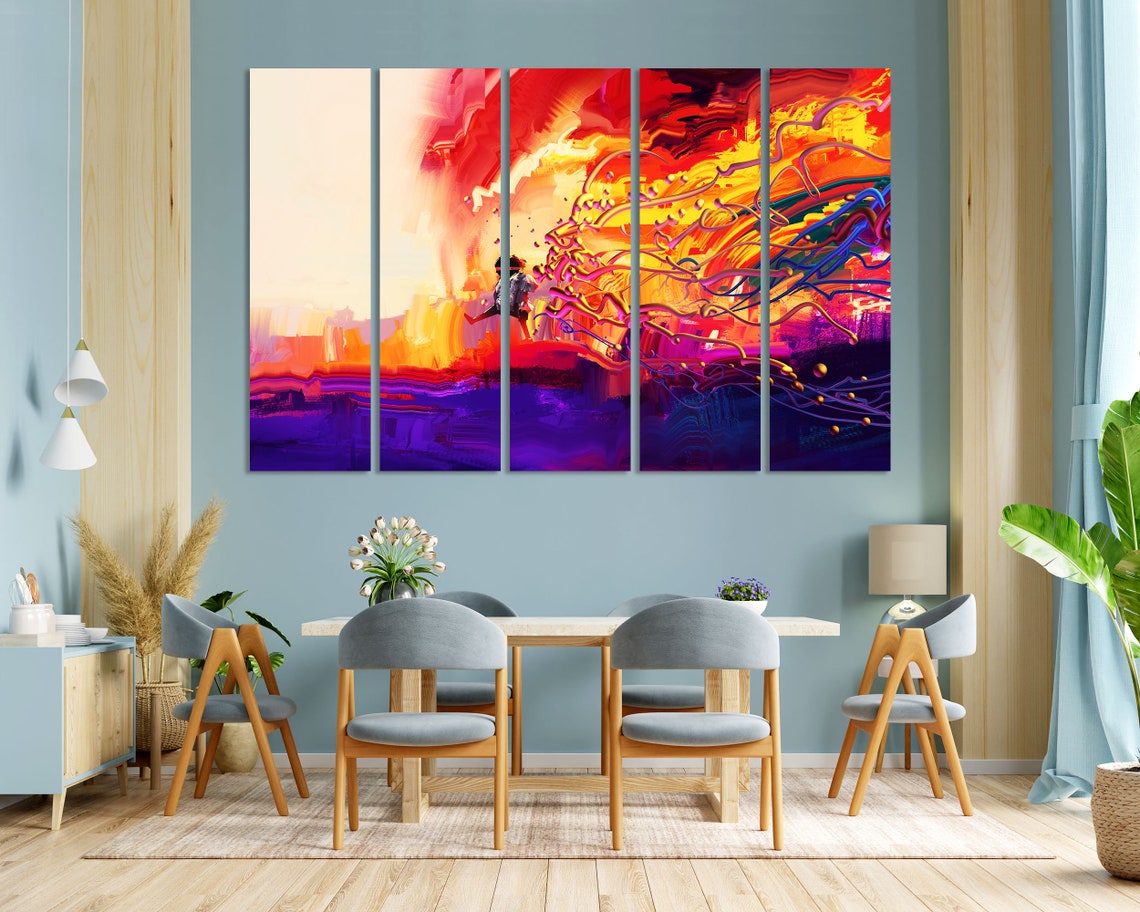 Girl Running Through Colorful Swirling Paint Joyful Abstract Poster - Image 3