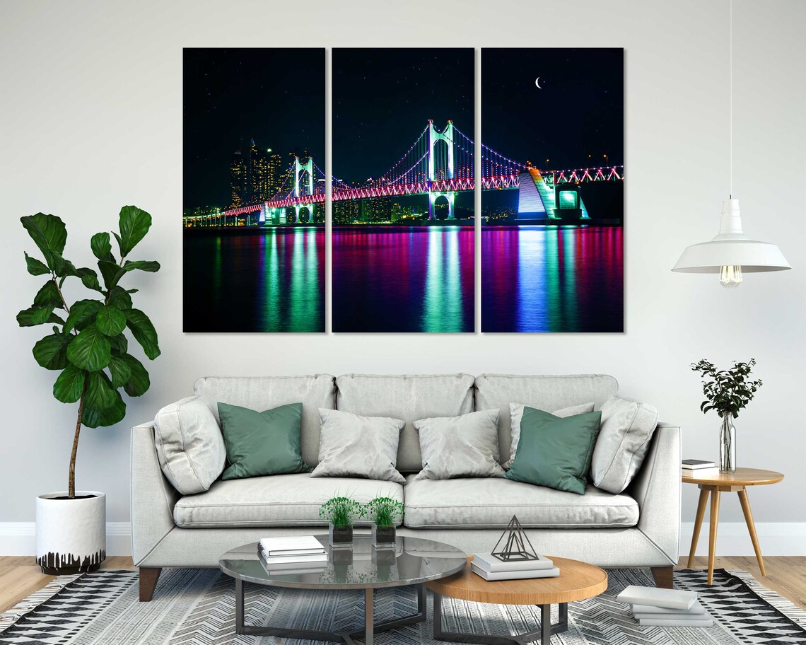 Busan South Korea Gwangan Bridge Rainbow Night Lights Travel Poster - Image 6