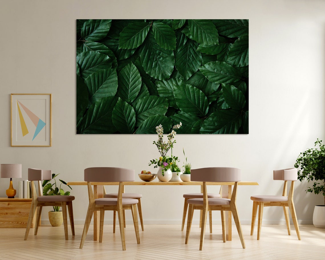 Large Green Leaves Close Up Fresh Botanical Leaf Pattern Poster