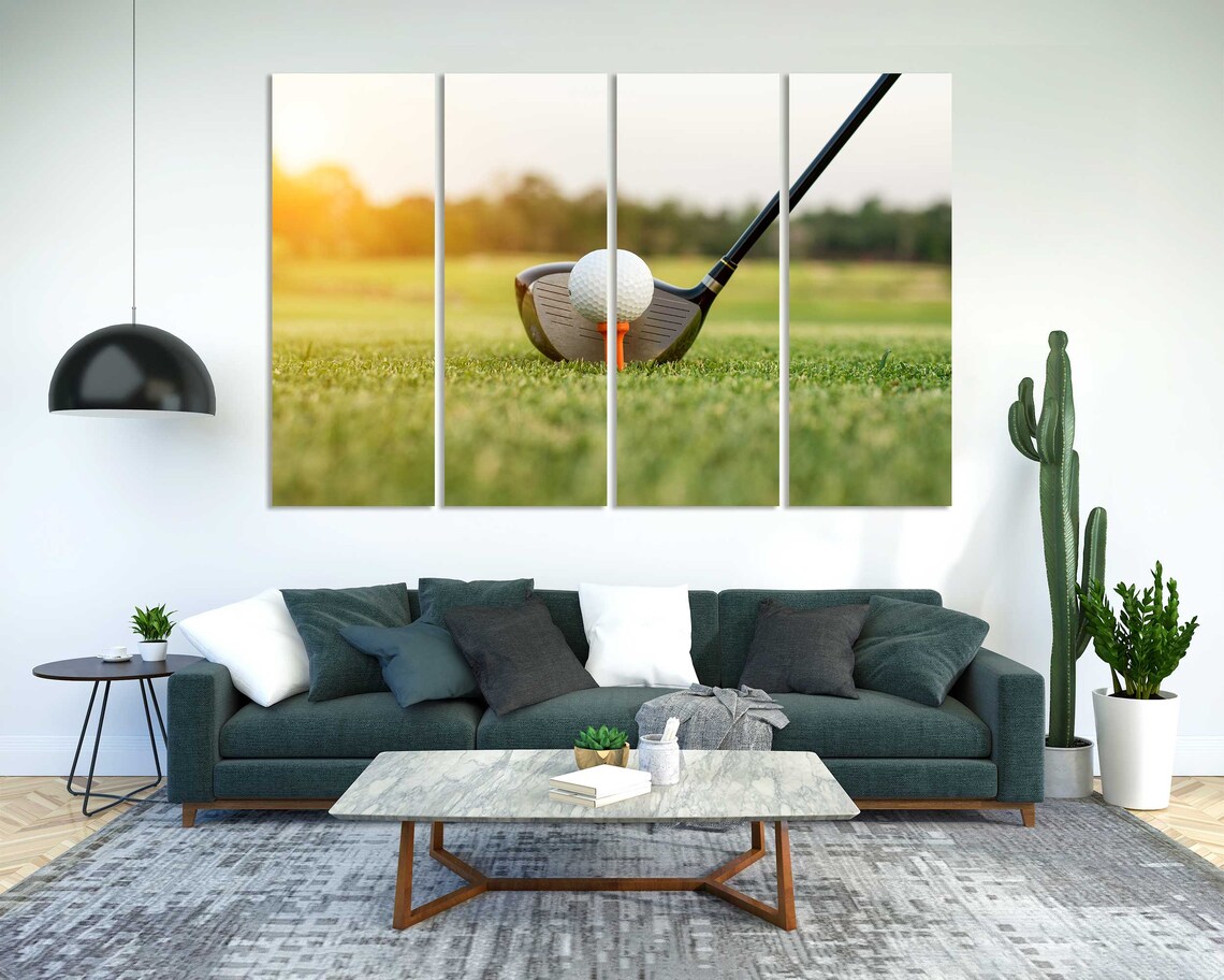 Golf Driver Club Ball On Tee Sunset Fairway Golden Light Poster - Image 2