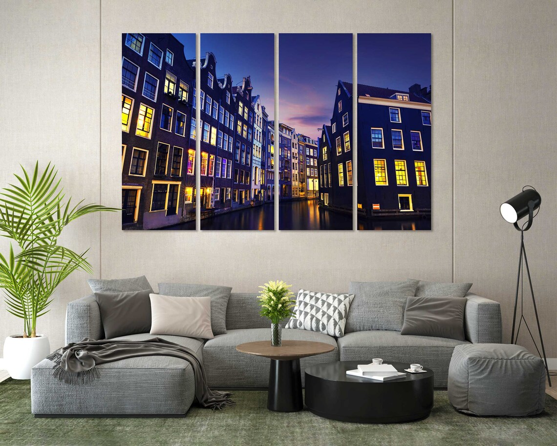 Amsterdam Canal Night City Lights Old Town Houses Travel Poster - Image 7