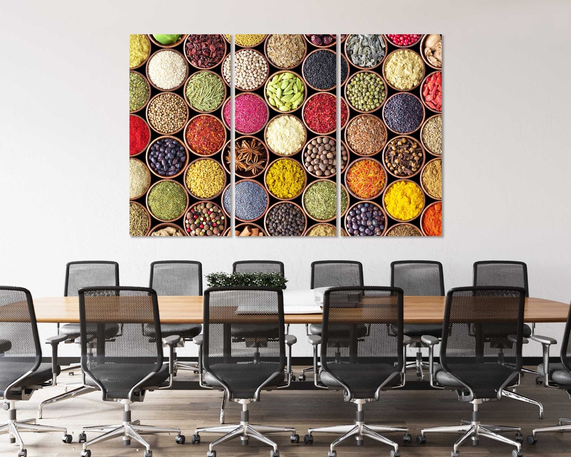 Colorful Spices In Wooden Bowls Kitchen Wall Decor Five Panel Poster - Image 4