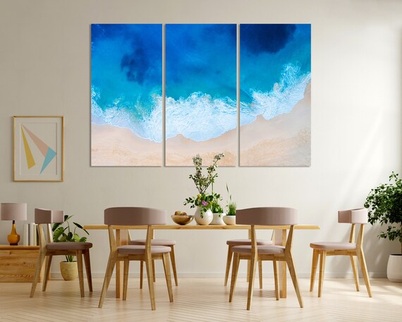 Nautical Art Decor For Home Sand And Water Print On Beach Painting Artwork Coastal Home Decor Sea Wave Design Wall Art For Gift