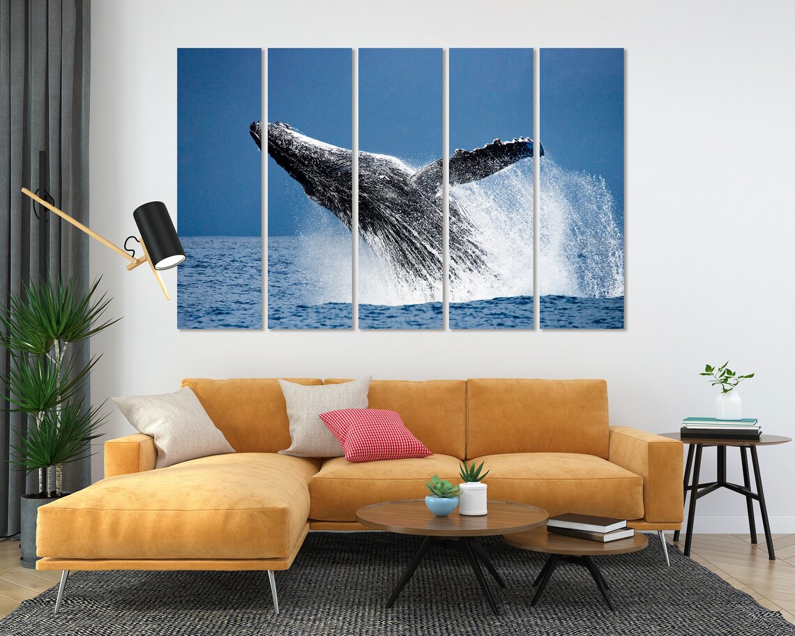 Humpback Whale Breaching Ocean Splash Blue Sea Wildlife Wall Poster - Image 5