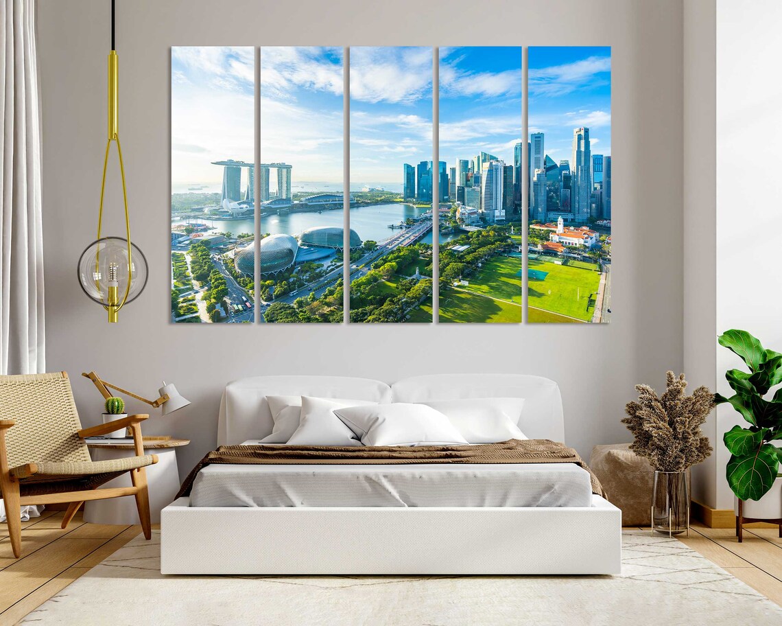 Singapore Skyline Marina Bay Daytime Aerial Cityscape Travel Poster - Image 6