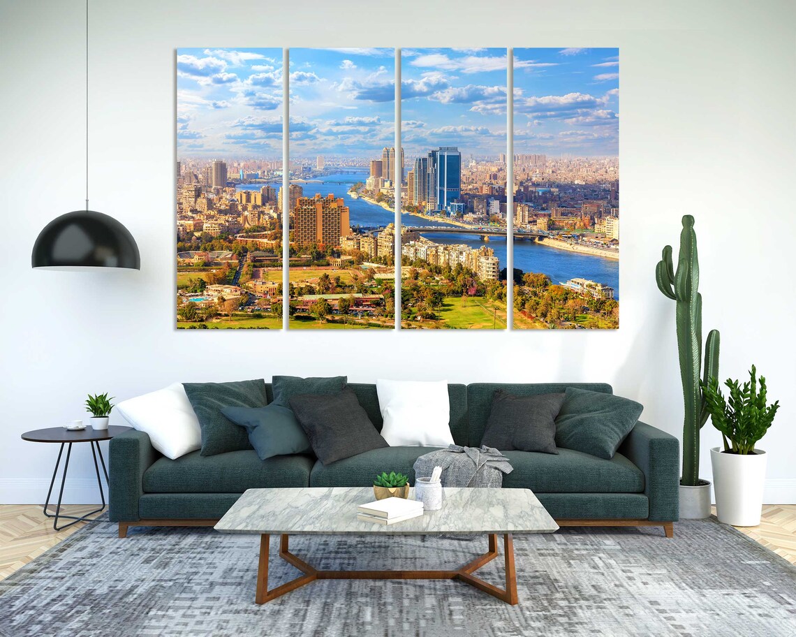 Cairo Egypt Cityscape With Nile River Panoramic View Sunny Day Poster - Image 2