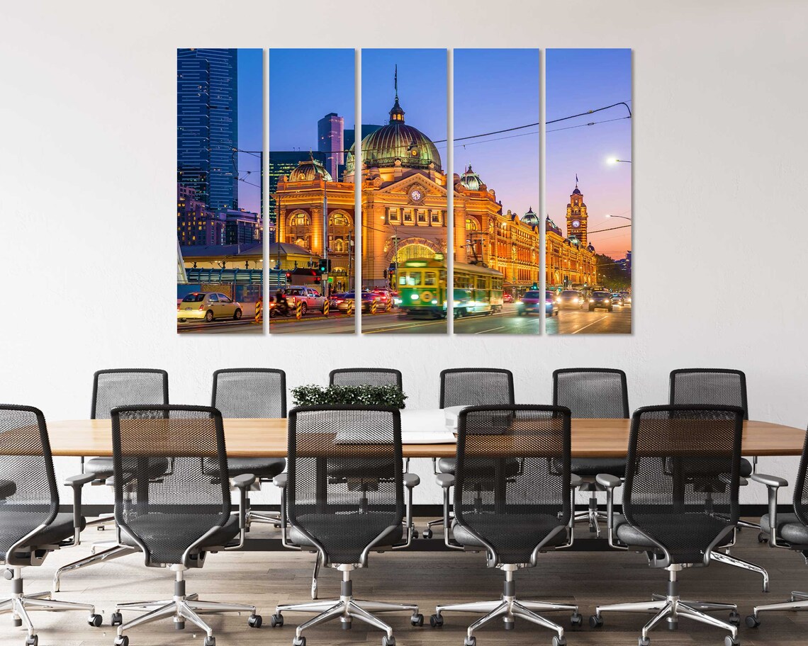 Melbourne Flinders Street Station Dusk Tram Cityscape Travel Poster - Image 4