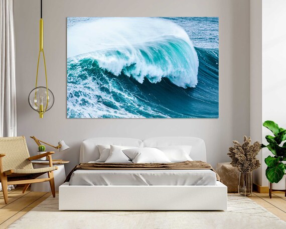 Big Sea Wave Art On Blue Wave Painting Decor Nautical Art For Wall Seascape Photo Art On Ocean Art For Wall Decor
