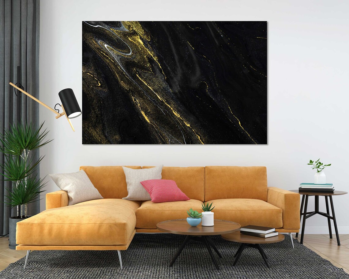 Black Gold Marble Swirl Luxury Abstract Dark Background Wall Poster - Image 5