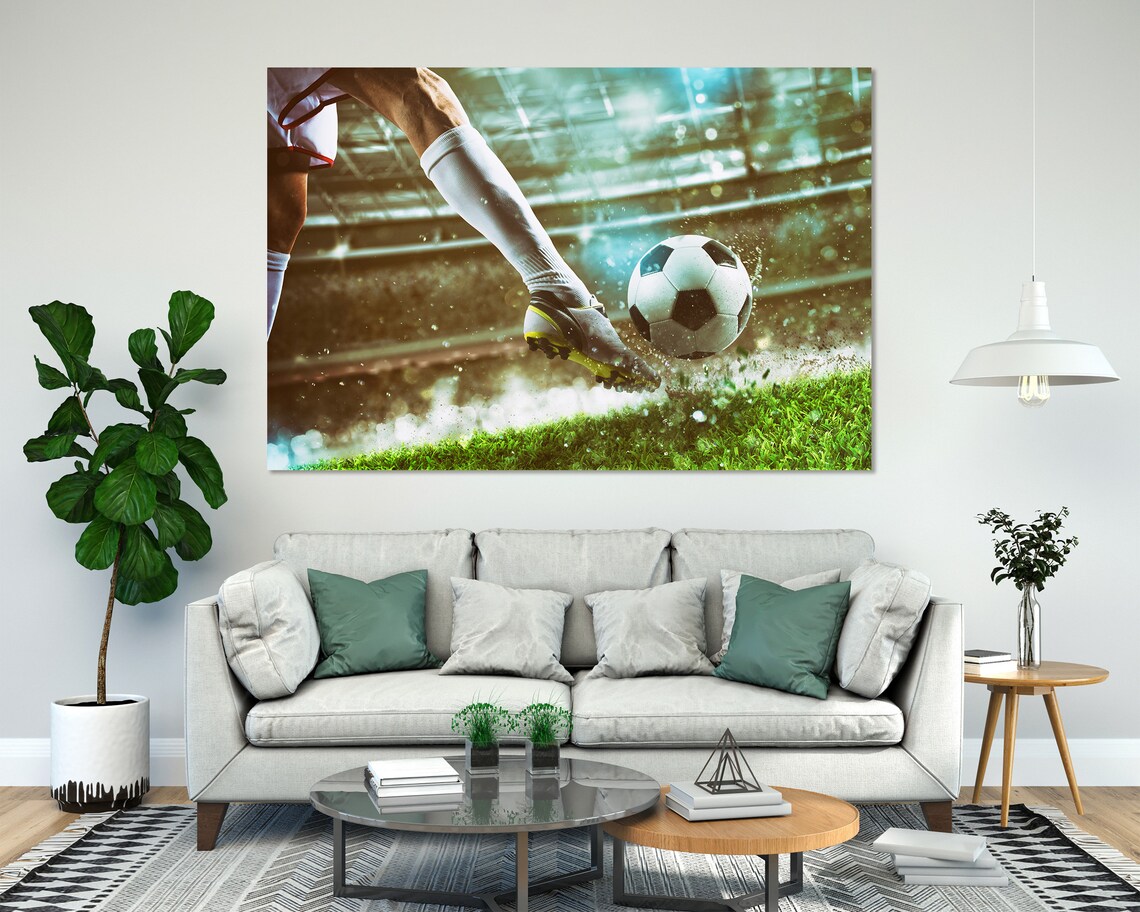 Soccer Player Kicking Ball Stadium Action Shot Sports Wall Art Poster - Image 8