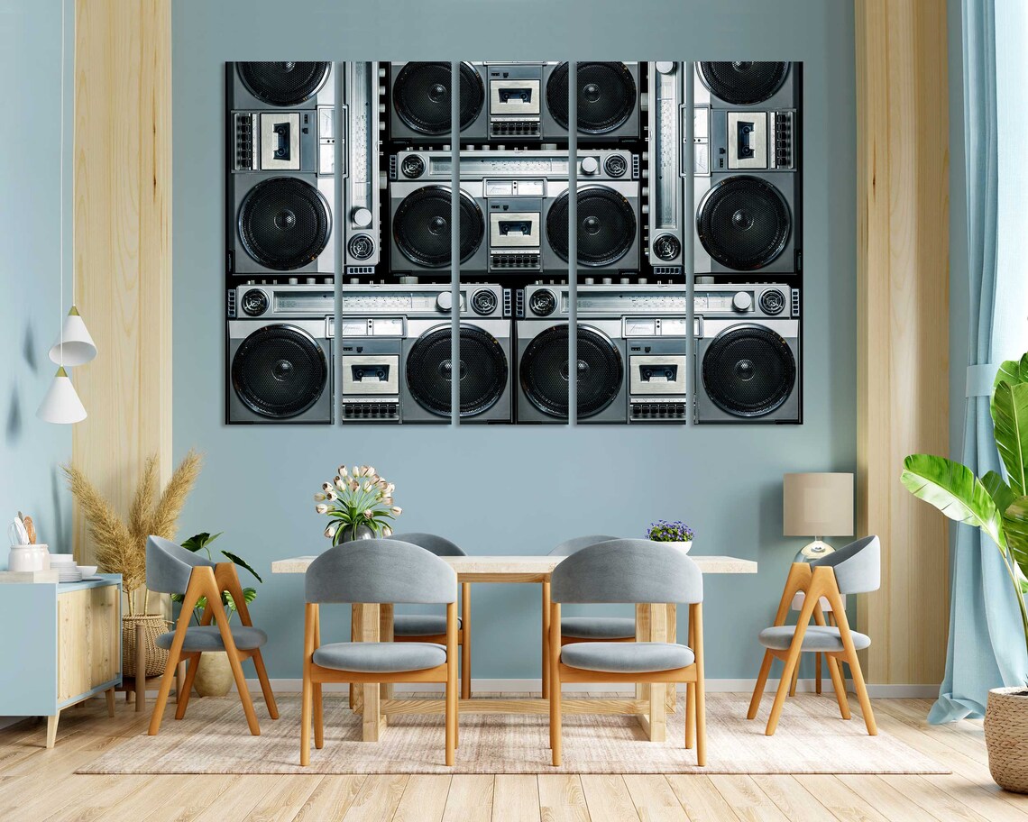 Vintage Boombox Collage Retro Hip Hop Music Room Wall Decor Poster - Image 3