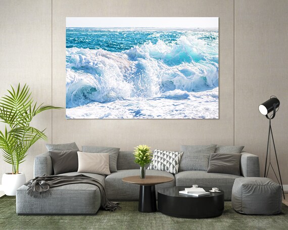 Raging Sea Wave For Wall Decor With Foam Waves For Kitchen Seascape Painting Decor For Home Nautical Artwork On Coast Print Art