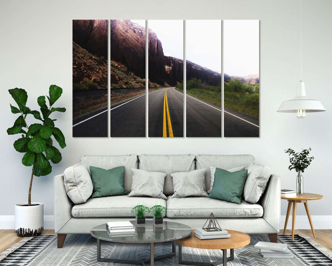 Empty Desert Highway Through Red Rock Canyon Cliffs Travel Poster - Image 7