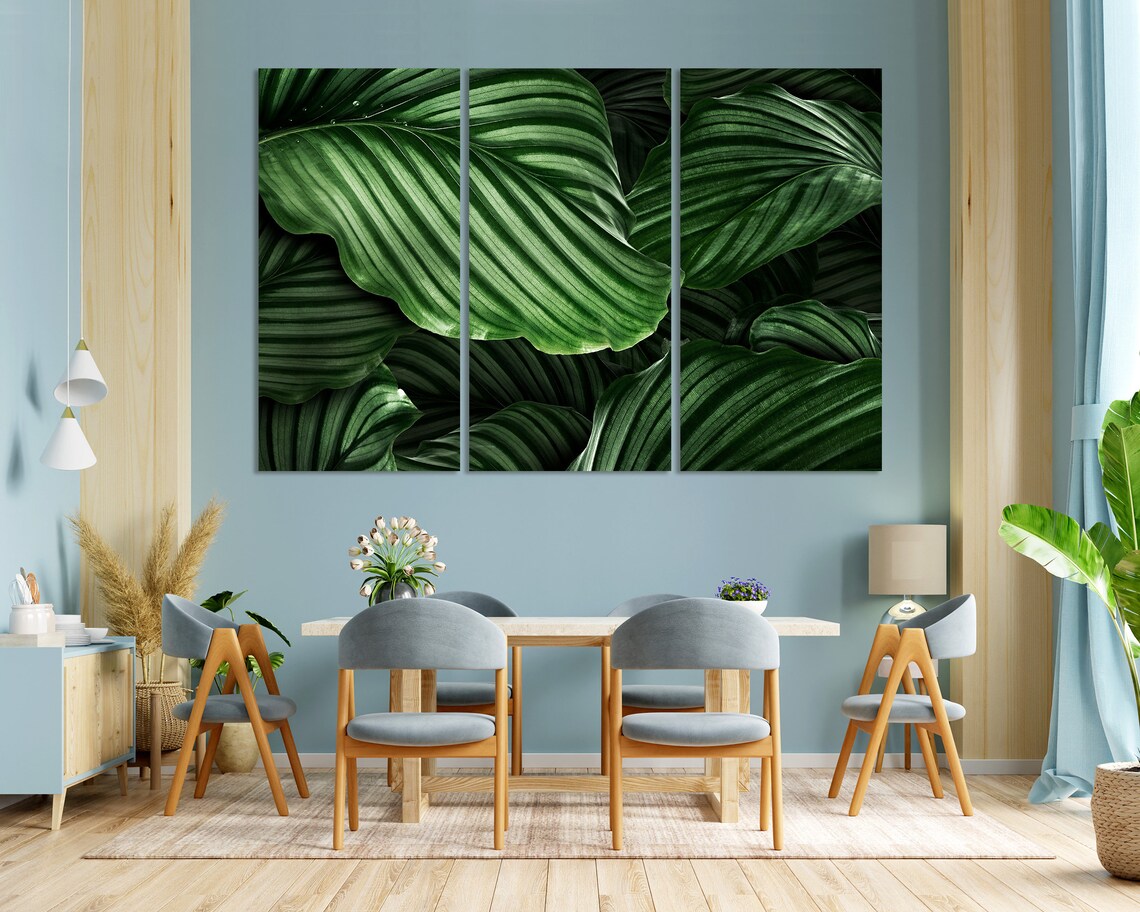 Calathea Striped Green Leaves Close Up Elegant Botanical Art Poster